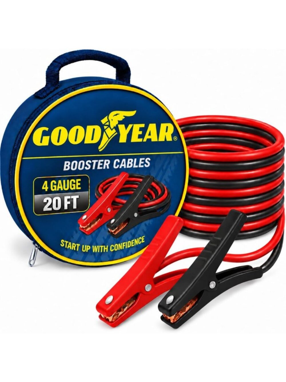 Heavy Duty 20ft Jumper Cables - 4 Gauge Thick Wire, Extra Long Booster Cables